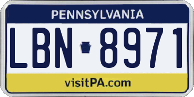 PA license plate LBN8971