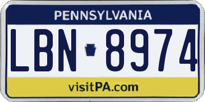 PA license plate LBN8974