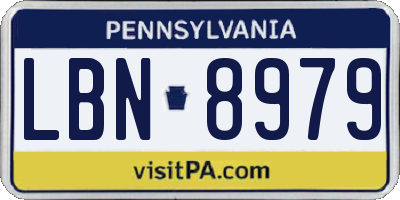 PA license plate LBN8979