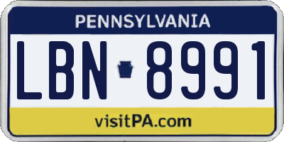 PA license plate LBN8991