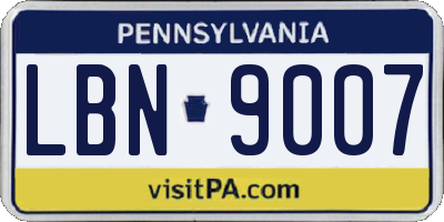 PA license plate LBN9007