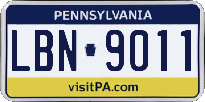 PA license plate LBN9011