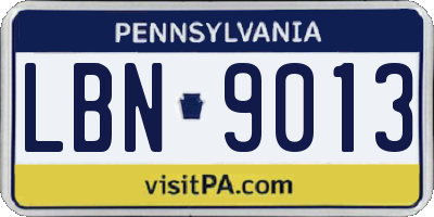 PA license plate LBN9013