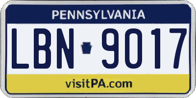PA license plate LBN9017