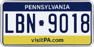 PA license plate LBN9018