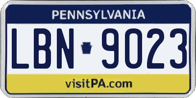 PA license plate LBN9023