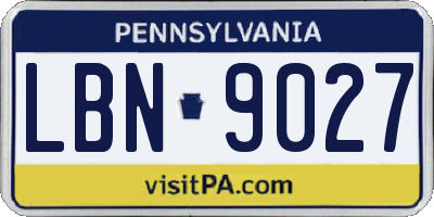 PA license plate LBN9027