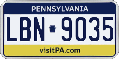 PA license plate LBN9035