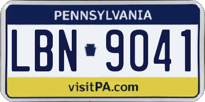 PA license plate LBN9041
