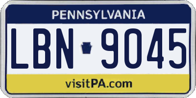 PA license plate LBN9045