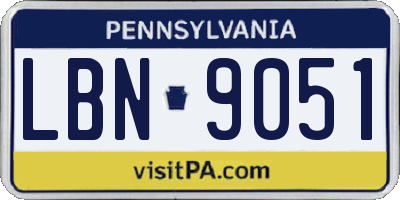 PA license plate LBN9051