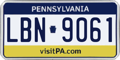 PA license plate LBN9061