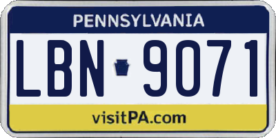 PA license plate LBN9071