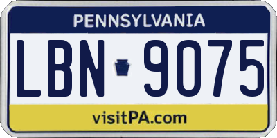 PA license plate LBN9075