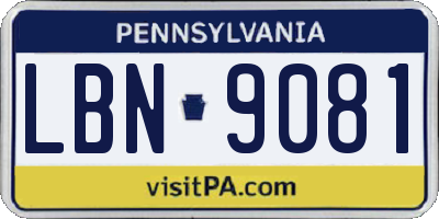 PA license plate LBN9081