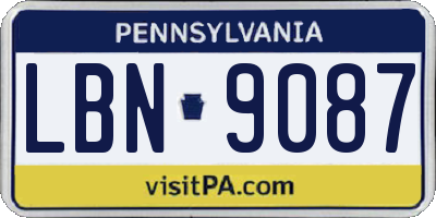 PA license plate LBN9087