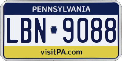 PA license plate LBN9088