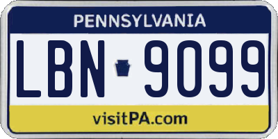 PA license plate LBN9099