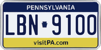 PA license plate LBN9100