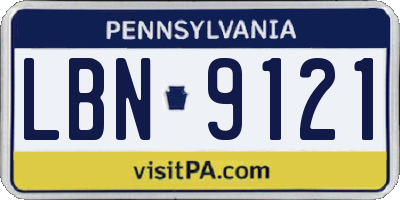 PA license plate LBN9121
