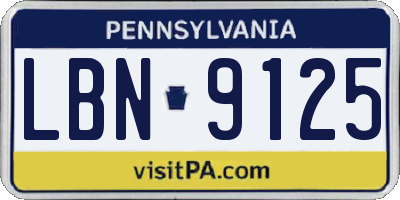 PA license plate LBN9125