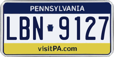 PA license plate LBN9127