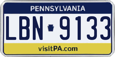 PA license plate LBN9133