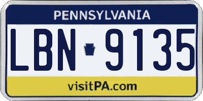 PA license plate LBN9135
