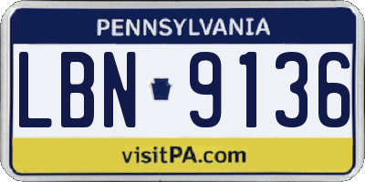PA license plate LBN9136
