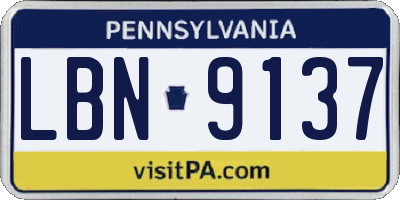PA license plate LBN9137