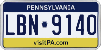 PA license plate LBN9140