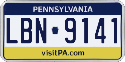 PA license plate LBN9141