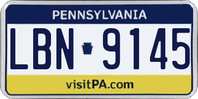PA license plate LBN9145