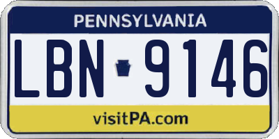 PA license plate LBN9146