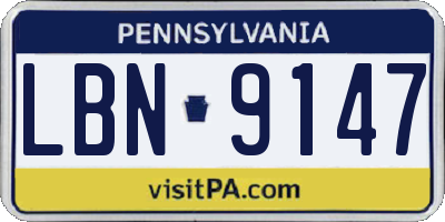 PA license plate LBN9147