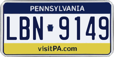PA license plate LBN9149
