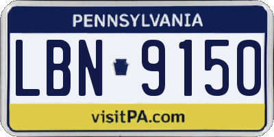 PA license plate LBN9150