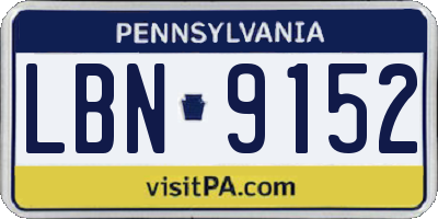 PA license plate LBN9152