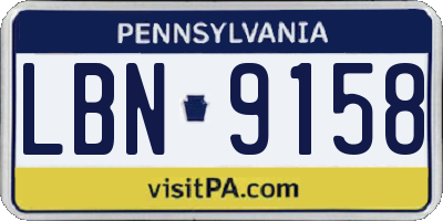 PA license plate LBN9158