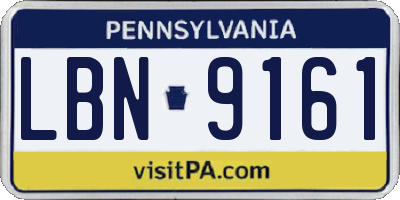 PA license plate LBN9161