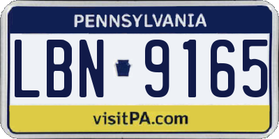 PA license plate LBN9165