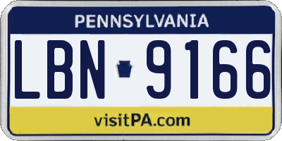 PA license plate LBN9166