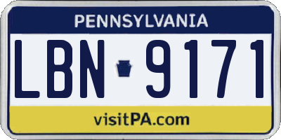 PA license plate LBN9171
