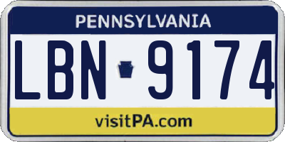 PA license plate LBN9174