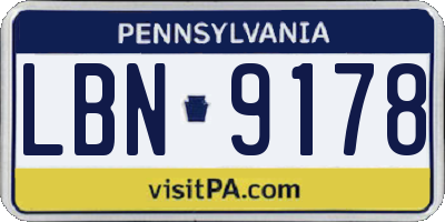 PA license plate LBN9178