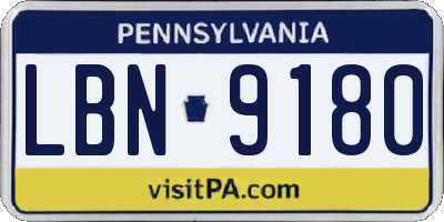 PA license plate LBN9180