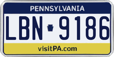 PA license plate LBN9186