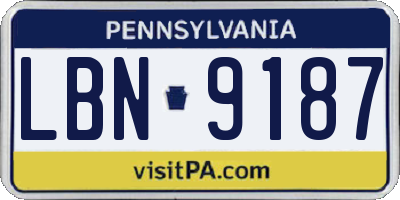 PA license plate LBN9187