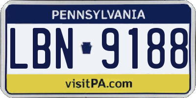 PA license plate LBN9188