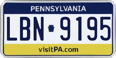 PA license plate LBN9195